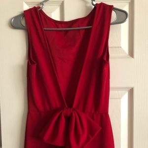 Formal Red Dress- v cut back detail with bows